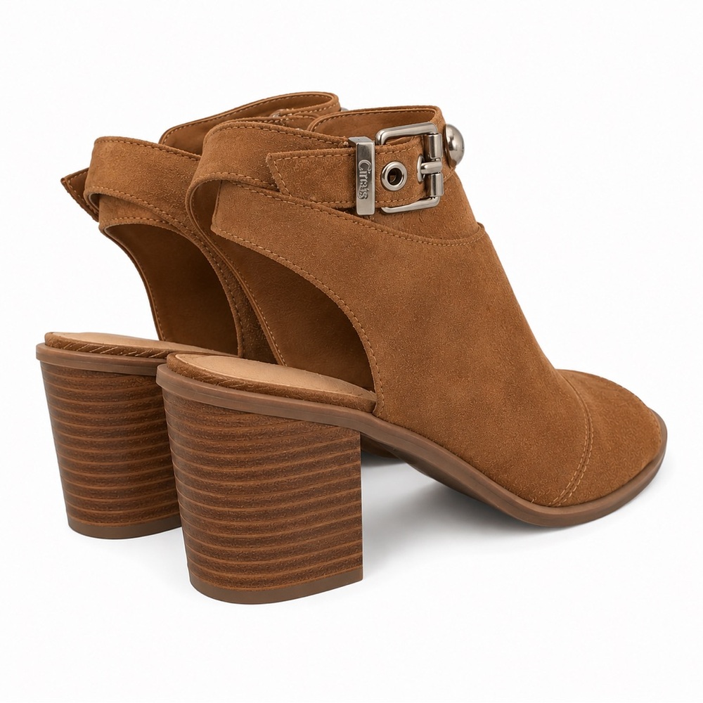 Sam Edelman Circus Kiki Booties Mules Womens 9 Brown Suede Peep Toe Sandals Shoe - Picture 5 of 7